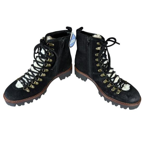 Jeffrey Campbell Stanley Black Suede Faux Fur Hiker Boots Lug Sole 9.5 - Picture 8 of 9